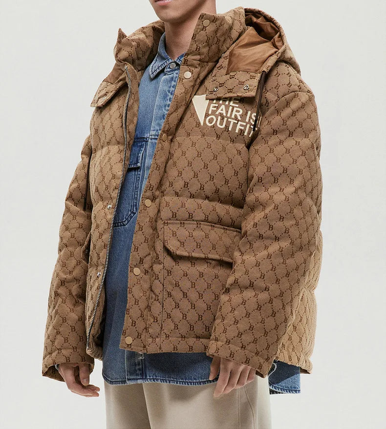 Supzoom New Arrival Top Fashion Jacquard Letters Autumn And Winter Large Embroidery Letters Warm Coat Casual Down Jacket Men