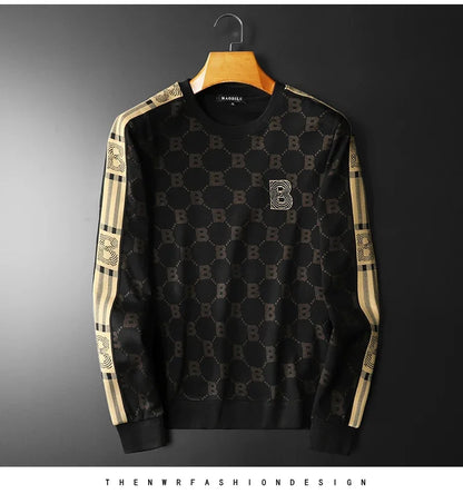 New Spring Autumn Allover Printed Men's Sweatshirts Luxury Long Sleeve Round Collar Embroidery Sport Casual Man Hoodies 5XL