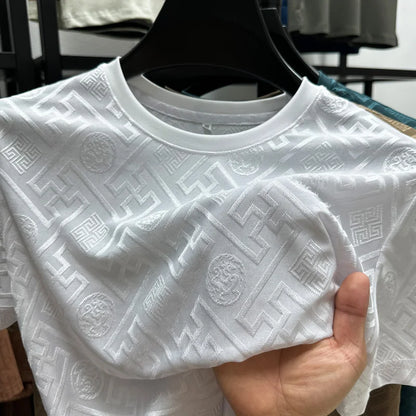 Brand Ice Silk Breathable Short Sleeve Men's O-neck Fashion Designer 2025 Summer Cool and Comfortable T-shirt Men's Wear
