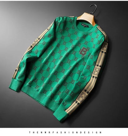 New Spring Autumn Allover Printed Men's Sweatshirts Luxury Long Sleeve Round Collar Embroidery Sport Casual Man Hoodies 5XL