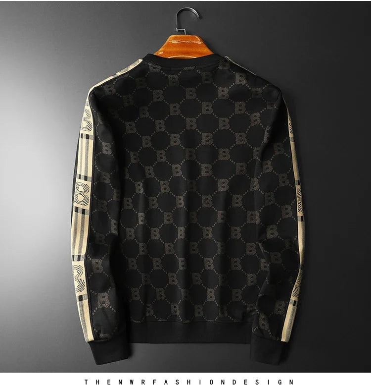 New Spring Autumn Allover Printed Men's Sweatshirts Luxury Long Sleeve Round Collar Embroidery Sport Casual Man Hoodies 5XL