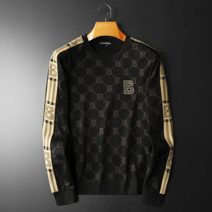 New Spring Autumn Allover Printed Men's Sweatshirts Luxury Long Sleeve Round Collar Embroidery Sport Casual Man Hoodies 5XL