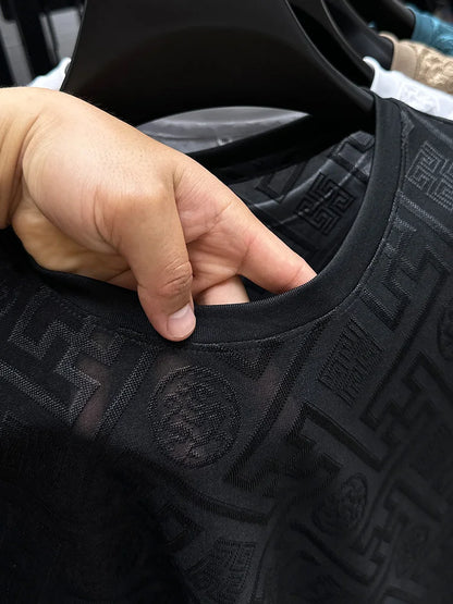 Brand Ice Silk Breathable Short Sleeve Men's O-neck Fashion Designer 2025 Summer Cool and Comfortable T-shirt Men's Wear