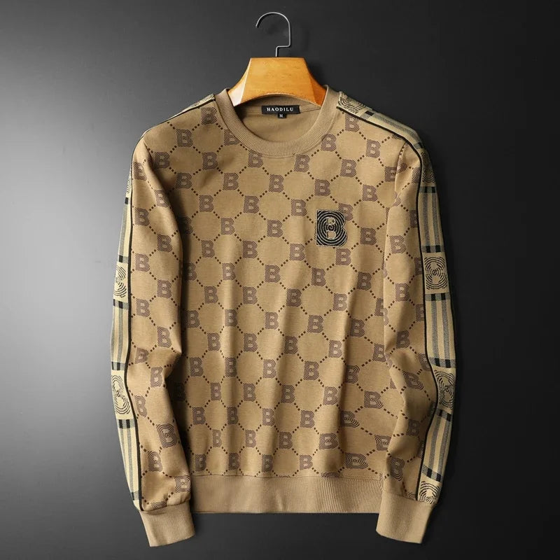 New Spring Autumn Allover Printed Men's Sweatshirts Luxury Long Sleeve Round Collar Embroidery Sport Casual Man Hoodies 5XL