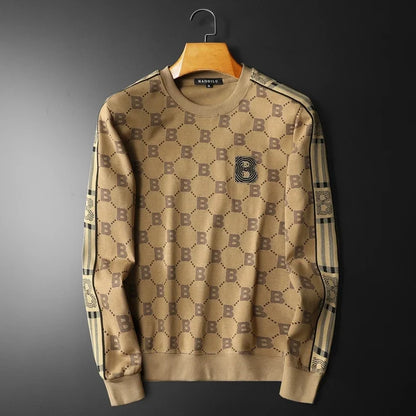 New Spring Autumn Allover Printed Men's Sweatshirts Luxury Long Sleeve Round Collar Embroidery Sport Casual Man Hoodies 5XL