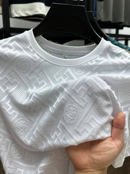 Brand Ice Silk Breathable Short Sleeve Men's O-neck Fashion Designer 2025 Summer Cool and Comfortable T-shirt Men's Wear