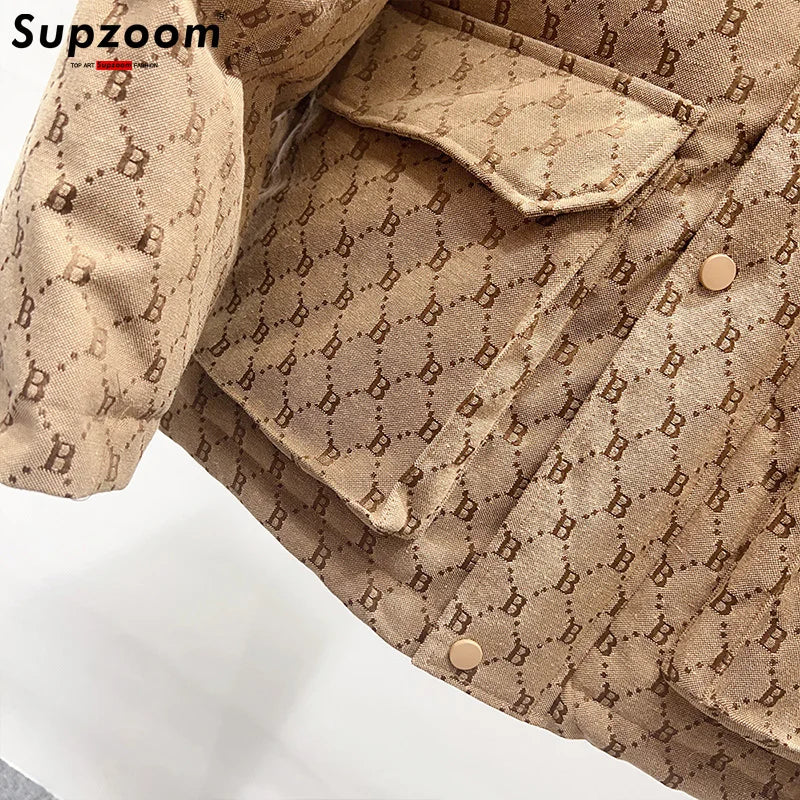 Supzoom New Arrival Top Fashion Jacquard Letters Autumn And Winter Large Embroidery Letters Warm Coat Casual Down Jacket Men