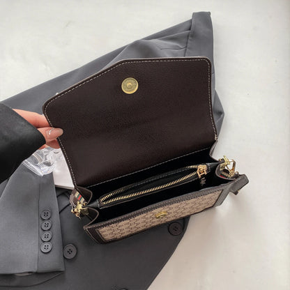 Fashion Classic Crossbody Bag Lightweight PU Flap Bag Adjustable Strap Geometric Print Logo Shoulder Bag For shopping Commuting