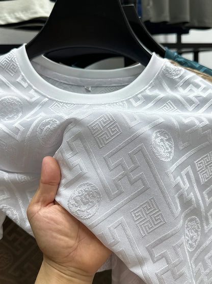 Brand Ice Silk Breathable Short Sleeve Men's O-neck Fashion Designer 2025 Summer Cool and Comfortable T-shirt Men's Wear