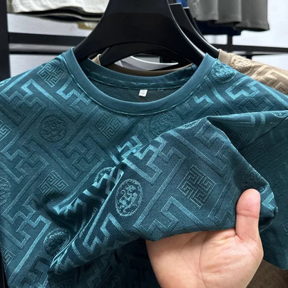 Brand Ice Silk Breathable Short Sleeve Men's O-neck Fashion Designer 2025 Summer Cool and Comfortable T-shirt Men's Wear