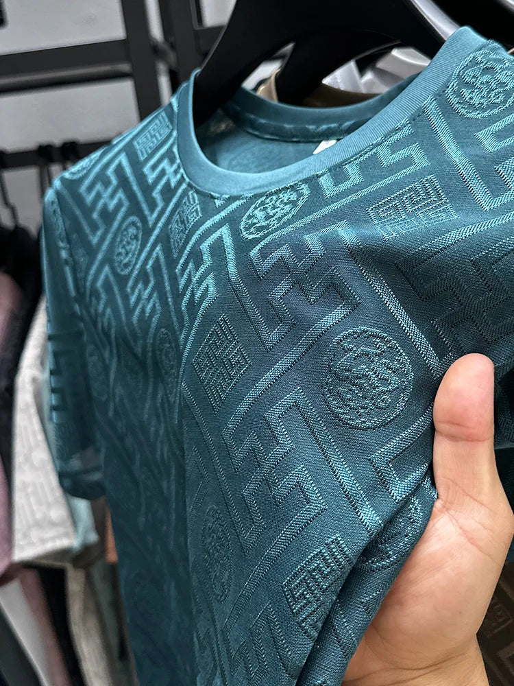 Brand Ice Silk Breathable Short Sleeve Men's O-neck Fashion Designer 2025 Summer Cool and Comfortable T-shirt Men's Wear