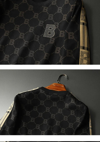 New Spring Autumn Allover Printed Men's Sweatshirts Luxury Long Sleeve Round Collar Embroidery Sport Casual Man Hoodies 5XL
