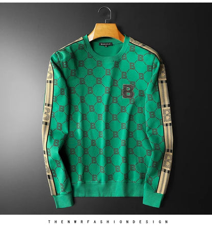 New Spring Autumn Allover Printed Men's Sweatshirts Luxury Long Sleeve Round Collar Embroidery Sport Casual Man Hoodies 5XL