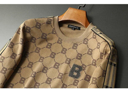 New Spring Autumn Allover Printed Men's Sweatshirts Luxury Long Sleeve Round Collar Embroidery Sport Casual Man Hoodies 5XL