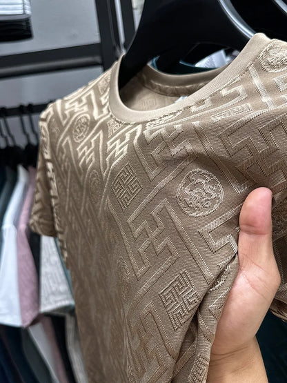 Brand Ice Silk Breathable Short Sleeve Men's O-neck Fashion Designer 2025 Summer Cool and Comfortable T-shirt Men's Wear