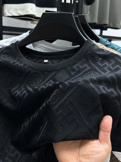Brand Ice Silk Breathable Short Sleeve Men's O-neck Fashion Designer 2025 Summer Cool and Comfortable T-shirt Men's Wear