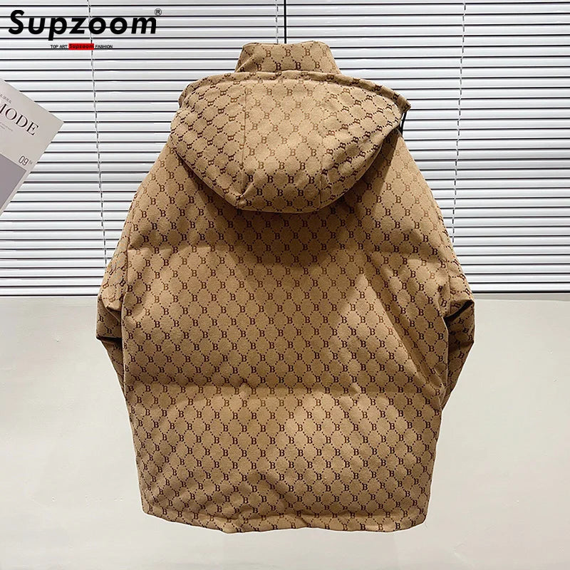 Supzoom New Arrival Top Fashion Jacquard Letters Autumn And Winter Large Embroidery Letters Warm Coat Casual Down Jacket Men