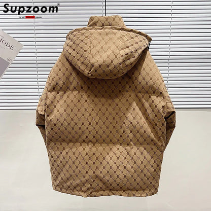 Supzoom New Arrival Top Fashion Jacquard Letters Autumn And Winter Large Embroidery Letters Warm Coat Casual Down Jacket Men