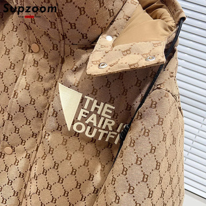 Supzoom New Arrival Top Fashion Jacquard Letters Autumn And Winter Large Embroidery Letters Warm Coat Casual Down Jacket Men